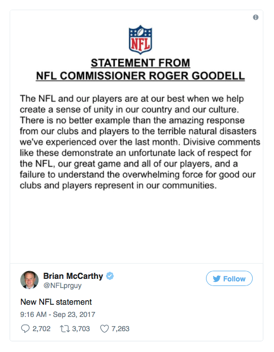 NFL statement